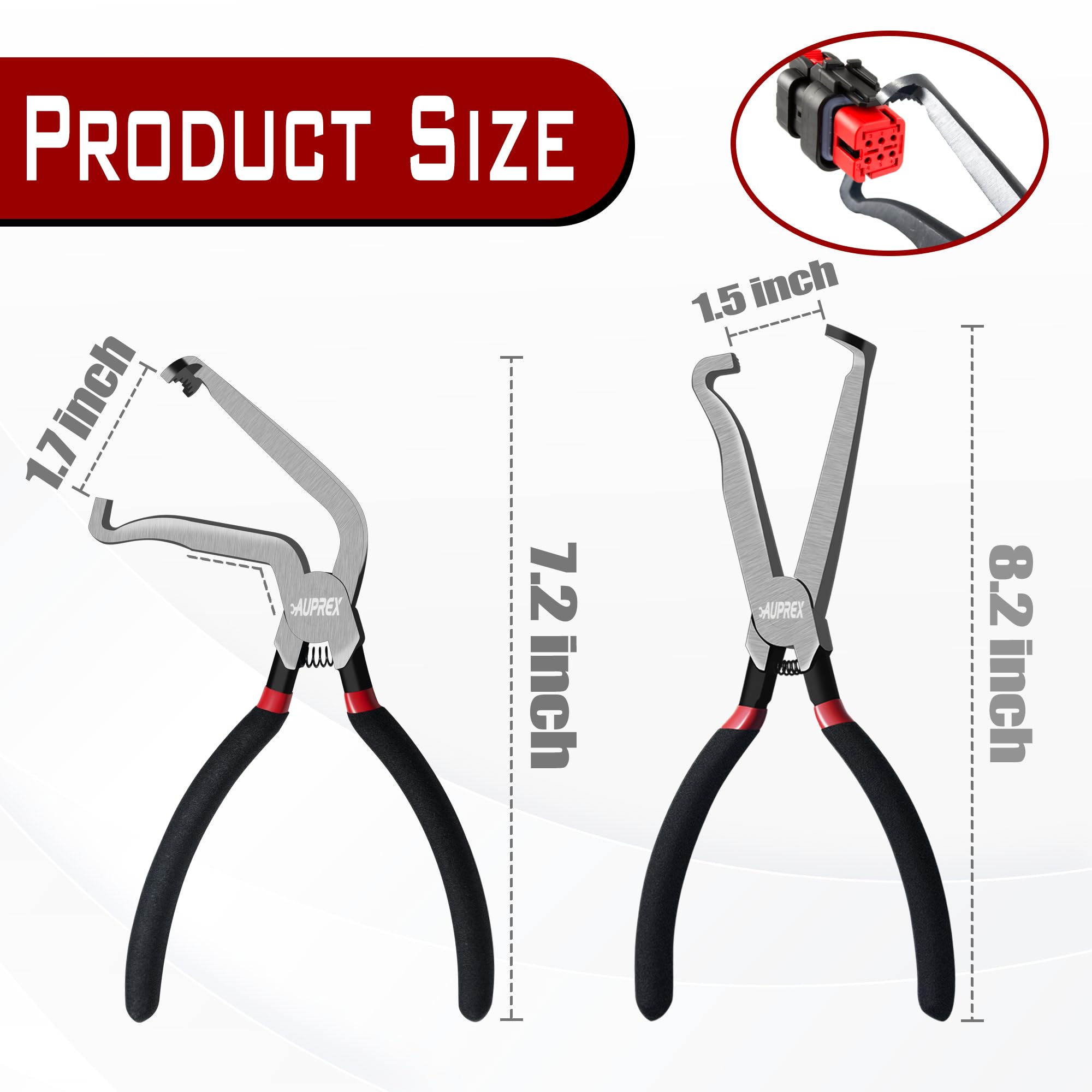 AUPREX Electrical Disconnect Pliers, Electrical Connector Pliers for Push Tab Style Plugs, Automotive Hose Disconnect Tools, Fuel Line Disconnect Tool (Straight+60 Degree)