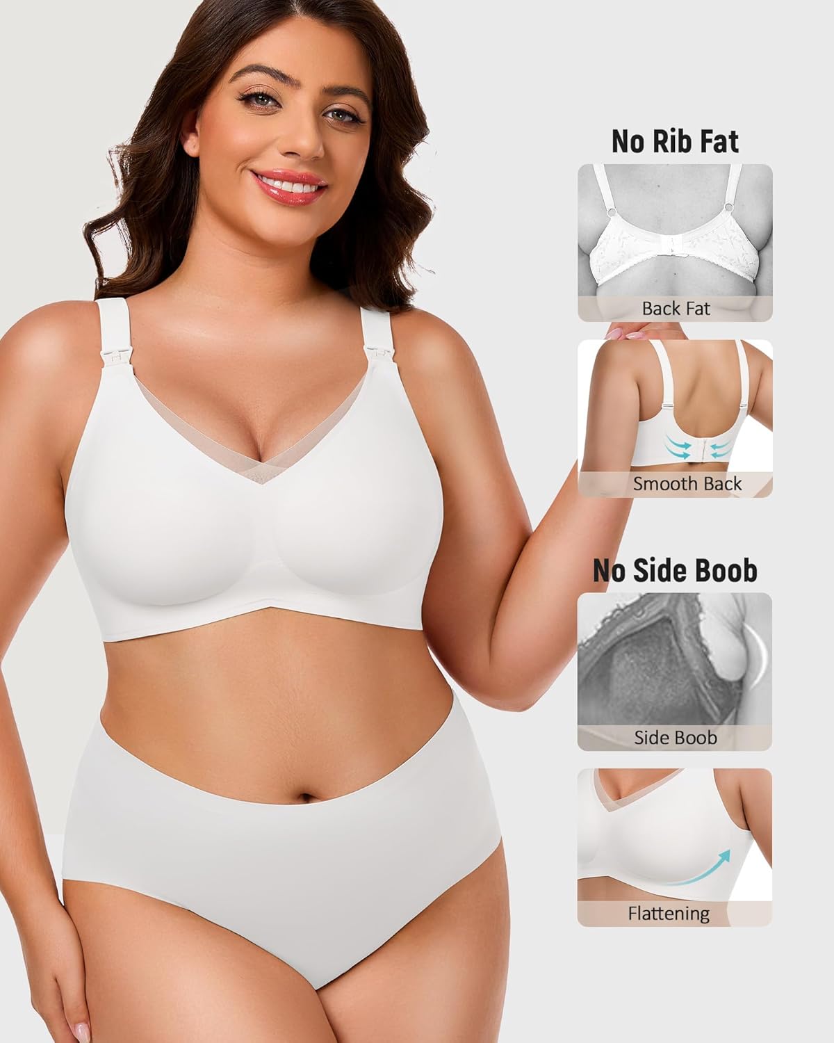 Gailife 3 Pack Nursing Bras for Breastfeeding Seamless V Neck Mesh Maternity Bra Comfort Pregnancy Sleep Bralette - Image 3