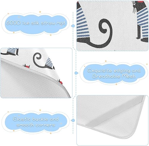 Miniatura 4 de Cats Crib Mattress Protector Mini Crib Mattres Pad Cover Cooling Mattress Topper Ice Silk Cooling Pads & Pillow Play Mat Washable & Breathable for