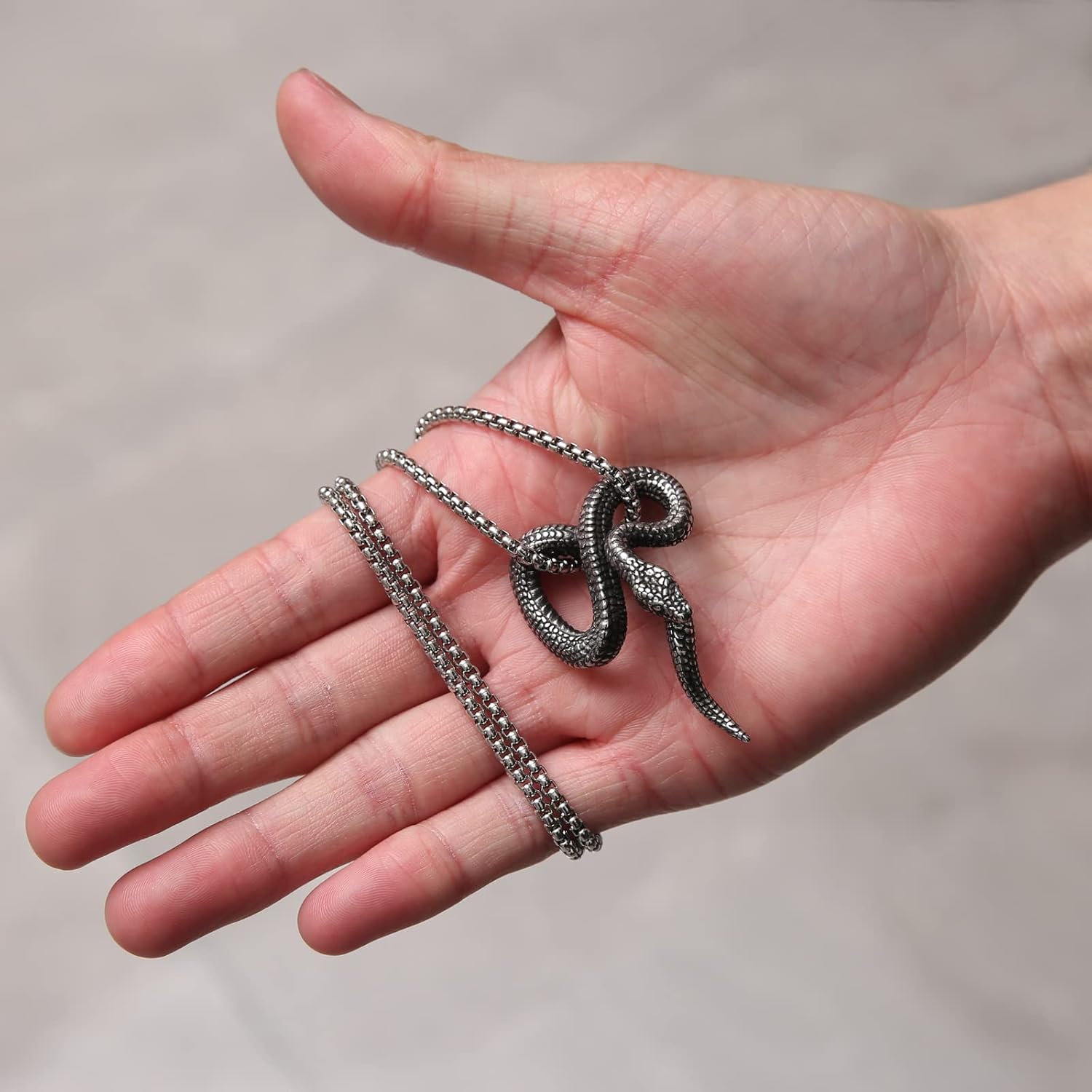 STWTR Stainless Steel Animal Snake Pendant Chain Gothic Jewelry Men's Vintage Necklace - Image 5