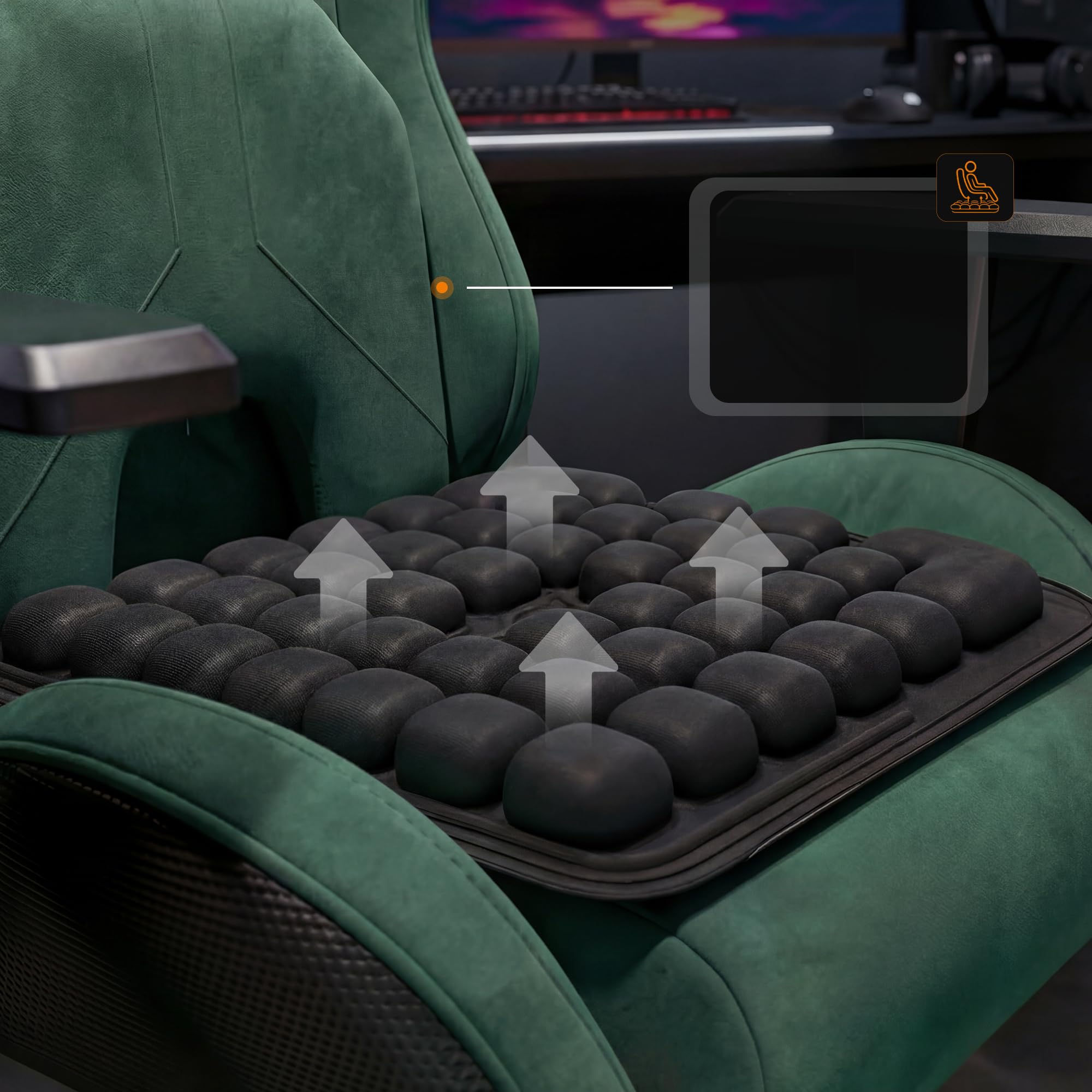 Diablo Chairs Massageauflage für Bürostuhl Rückenmassage elektrisch Massagekissen Lendenmassage Sitzauflage Gaming Stuhl Auto ergonomische Massage Matte mit Luftdrucksystem