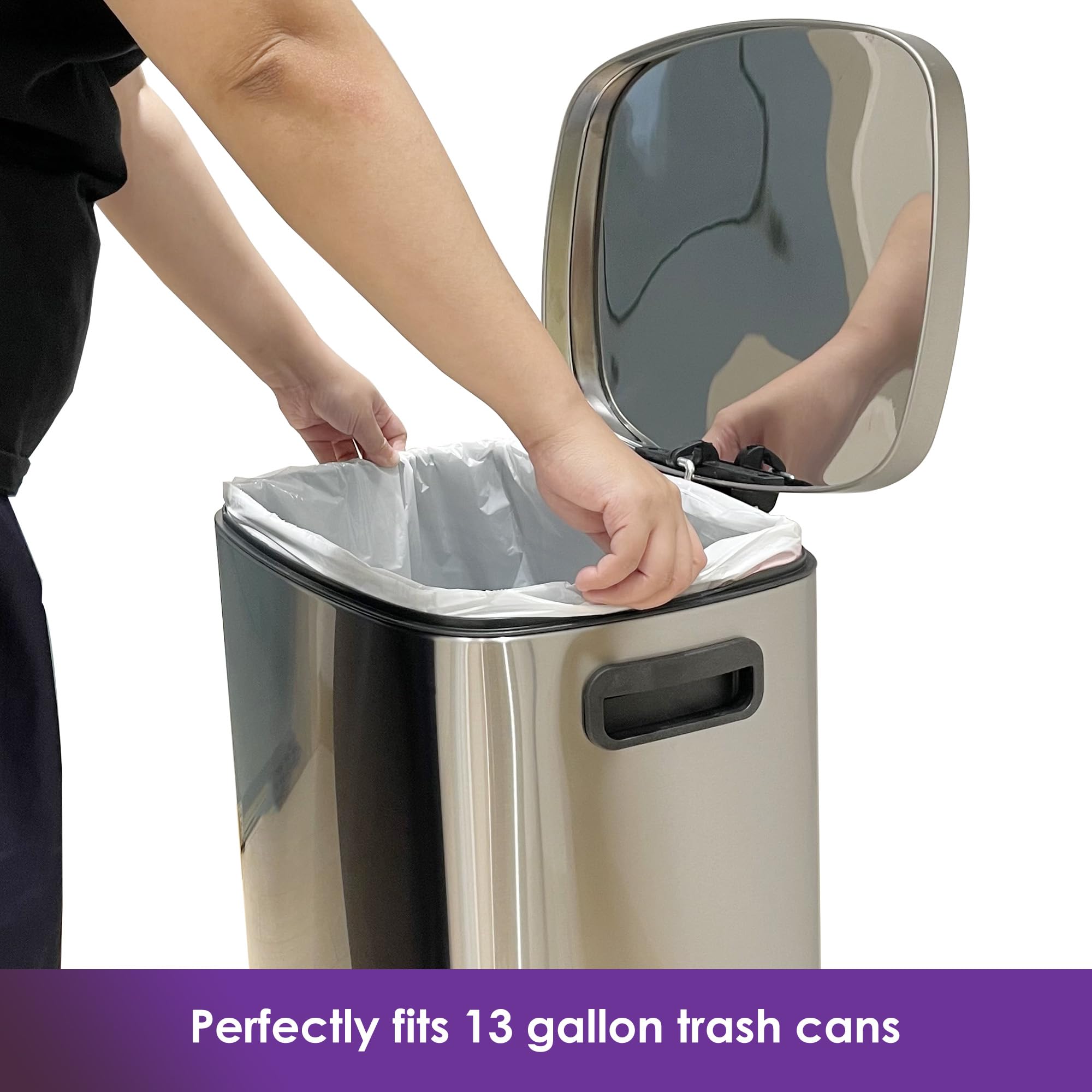 HygiCare Bolsa de basura de cocina alta de 13 galones, 200 unidades, resistente con cordón y control de olores de lavanda