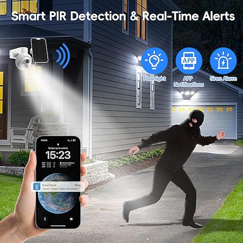 Miniatura 3 de MMQ 2.5K Sistema de cámara de seguridad solar inalámbrico, cámara solar HD de 10 canales 4 MP, 6 cámaras solares PTZ WiFi al aire libre, cámaras de