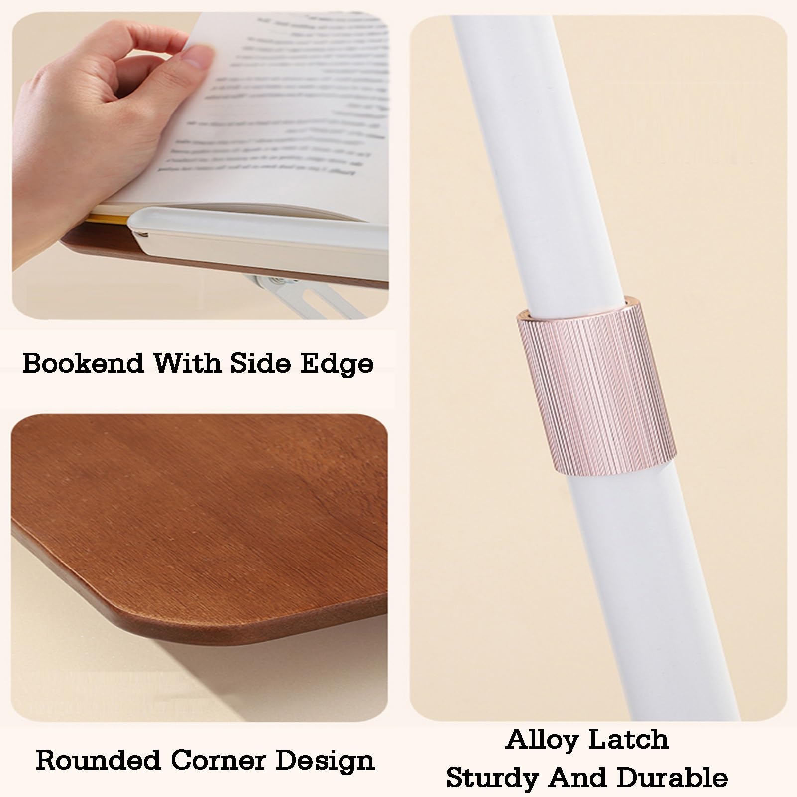 Genérico Soporte de Madera Ajustable para partituras con Clip, Atril Manos Libres para el hogar, la Oficina, la Escuela y conferencias - Blanco Elegante, Apto para Hojas de 51 a 119 cm.