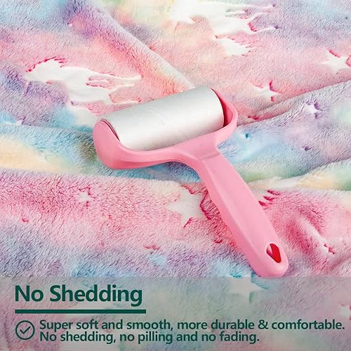 Miniatura 6 de Manta que brilla en la oscuridad, diseño de hadas, estrellas y unicornios manta de vellón de color gris claro, mágica, suave y luminosa, para niñas,