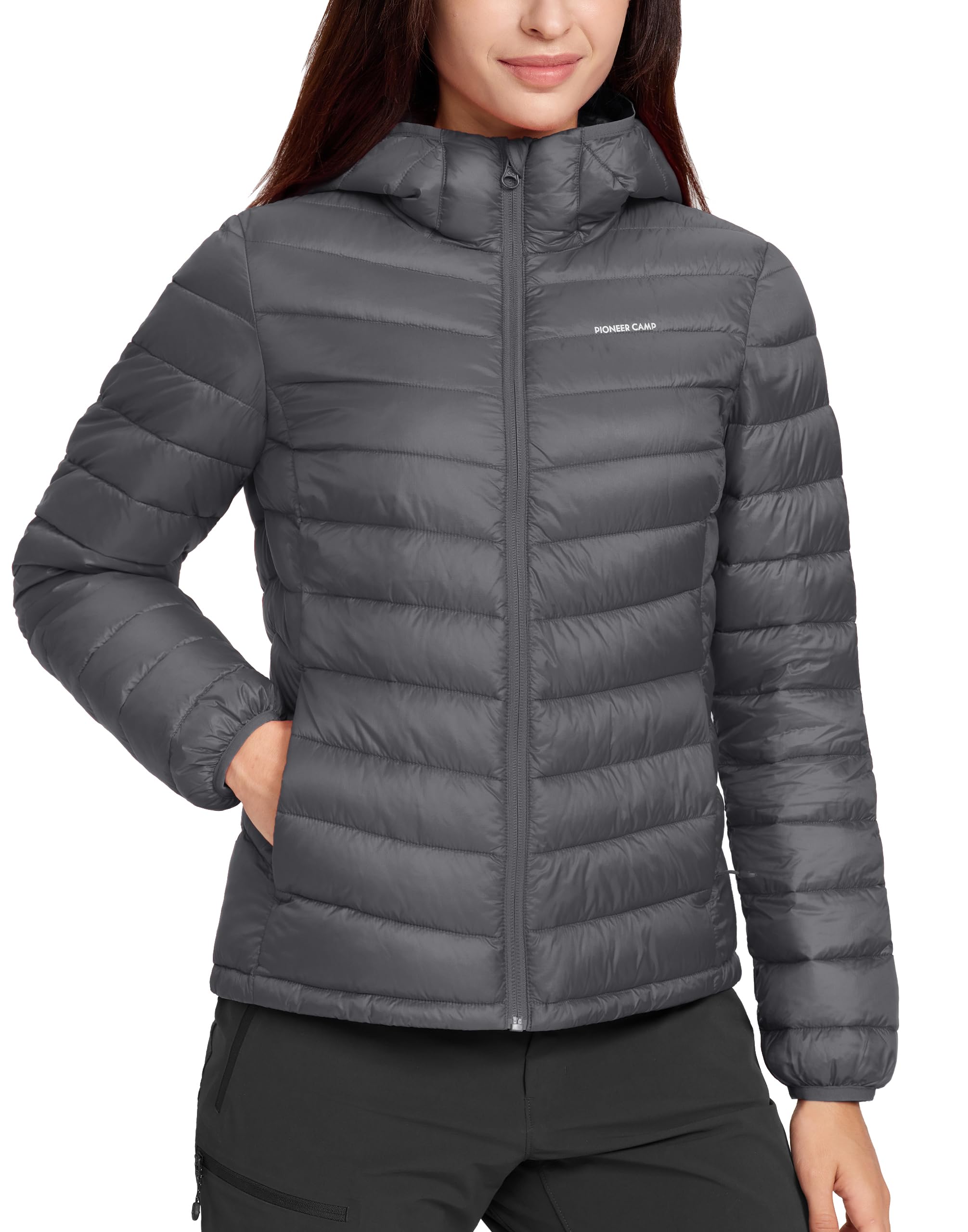 Pioneer Camp Piumino invernale da donna, ripiegabile, leggero, idrorepellente, trapuntato, con cappuccio