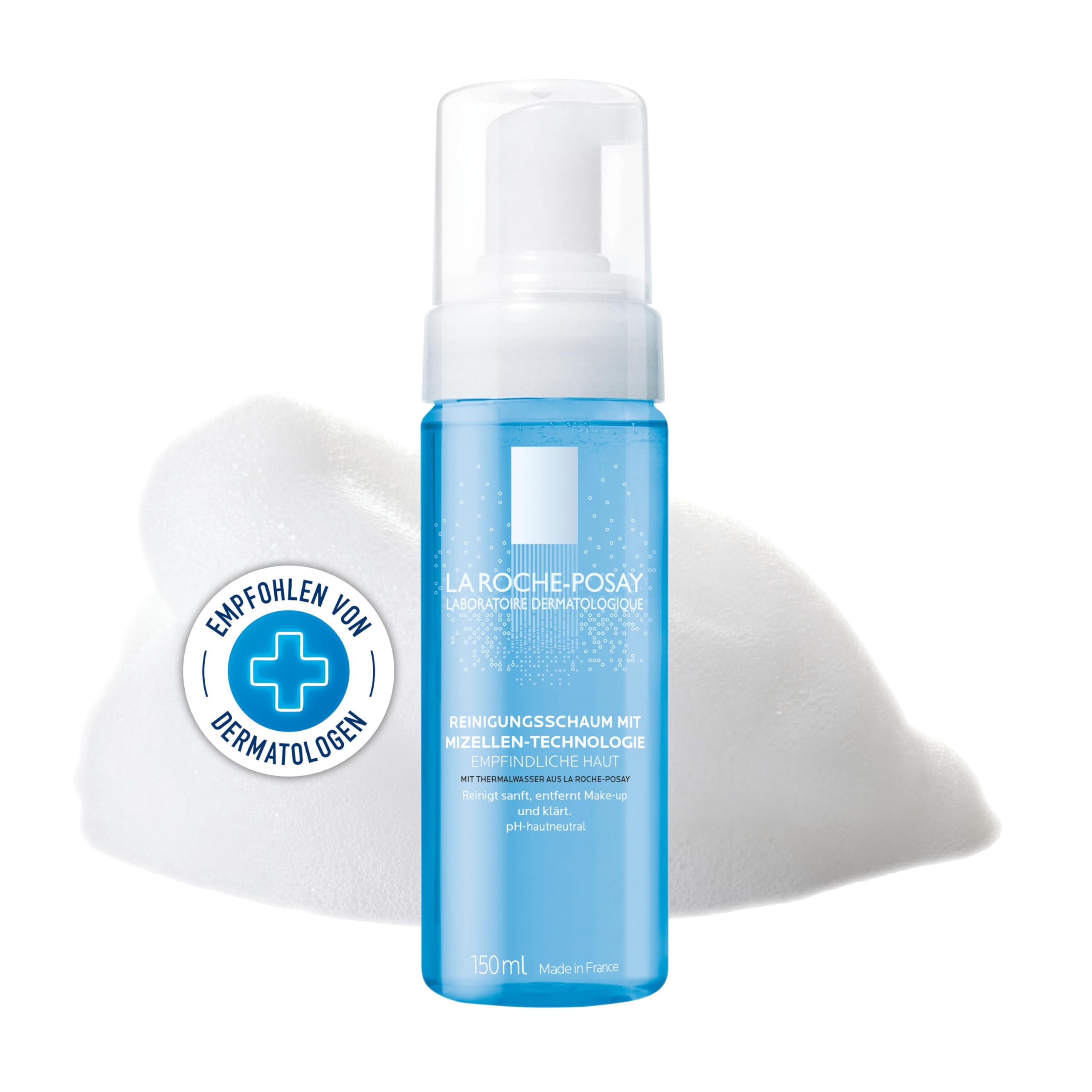 La Roche Posay Mizellen-Reinigungsschaum, Gesichtsreinigung und Make-up Entferner für empfindliche Haut, Cremiger Schaum mit Mizellen-Technologie, 150 ml