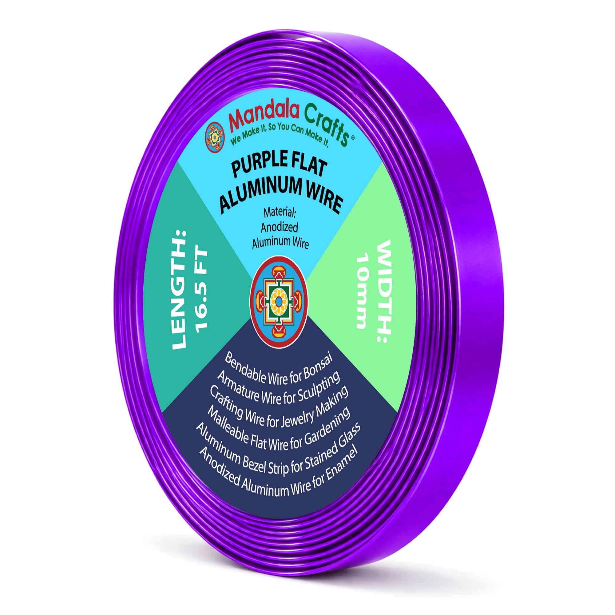 Mandala Crafts 10mm Purple Flat Aluminum Crafting Wire for Sculpting