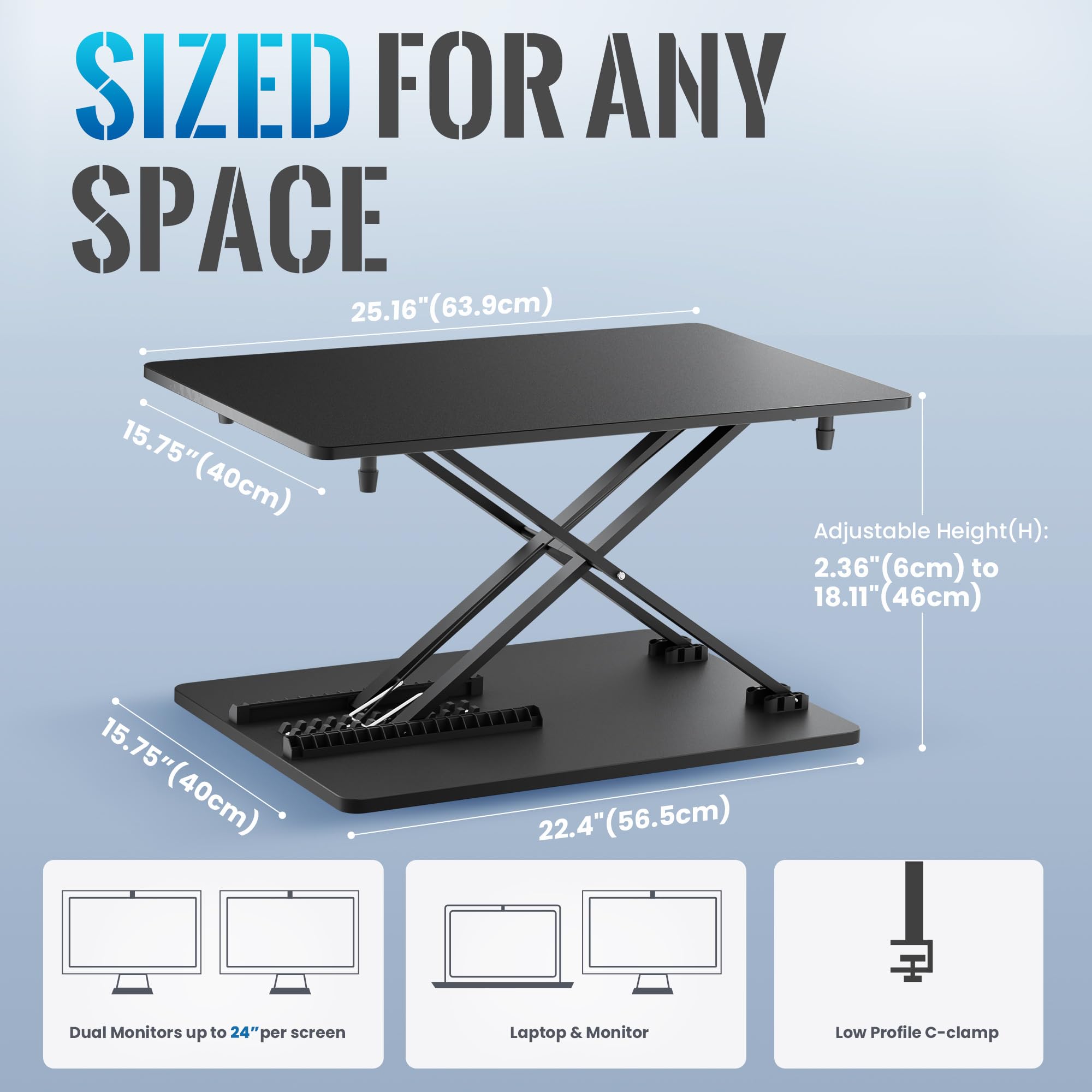Standing Desk Converter 25 16 15 75 Height Adjustable Laptop Stand for Desk Sit Stand Monitor Stand No — view 3