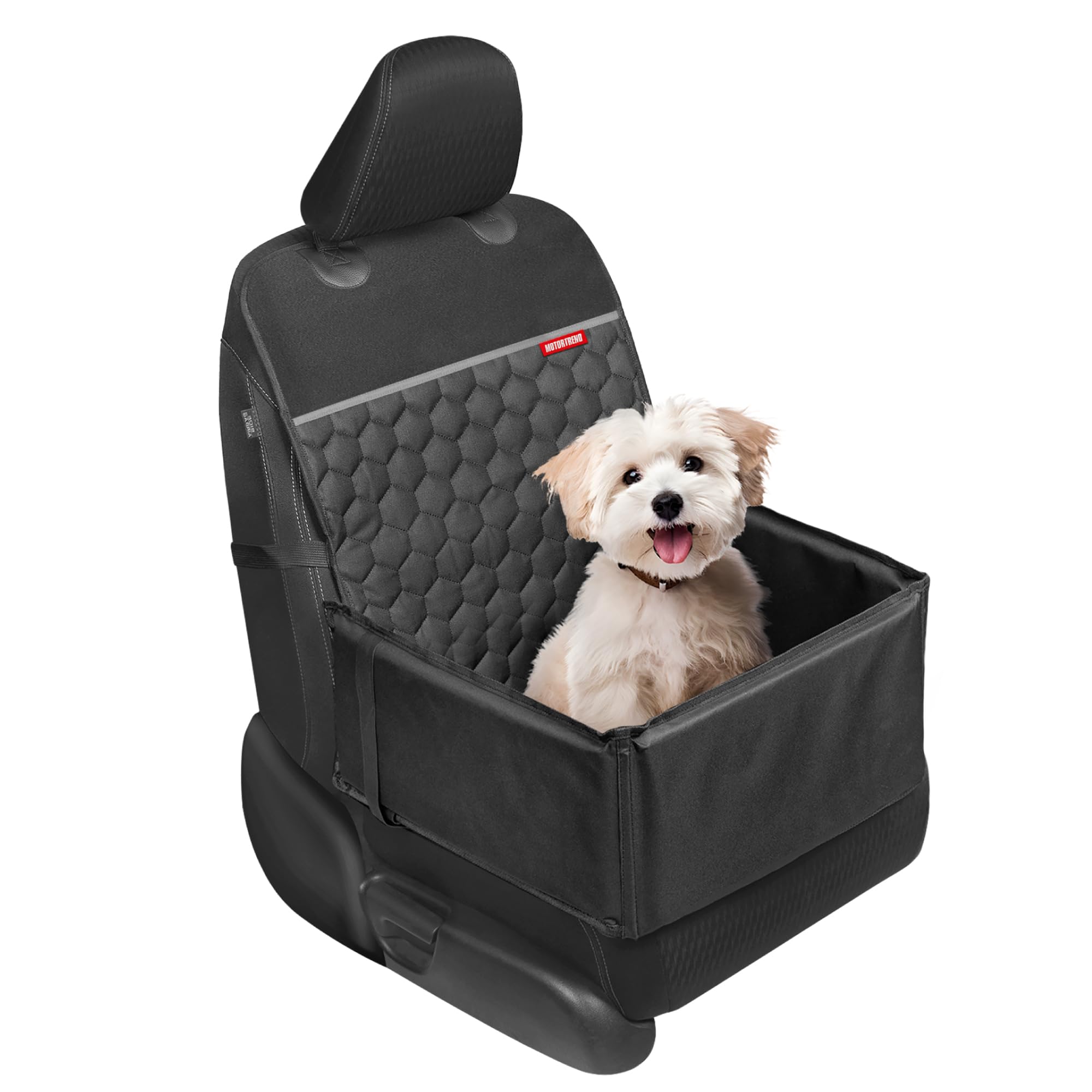 Motor Trend Hundeautositz - 2 in 1 Wasserdicht Faltbar Eimer Stil Hund für Mittlere und Kleine Hunde Auto Schutz für Haustiere und Anti-Angst Sitz für Haustiere