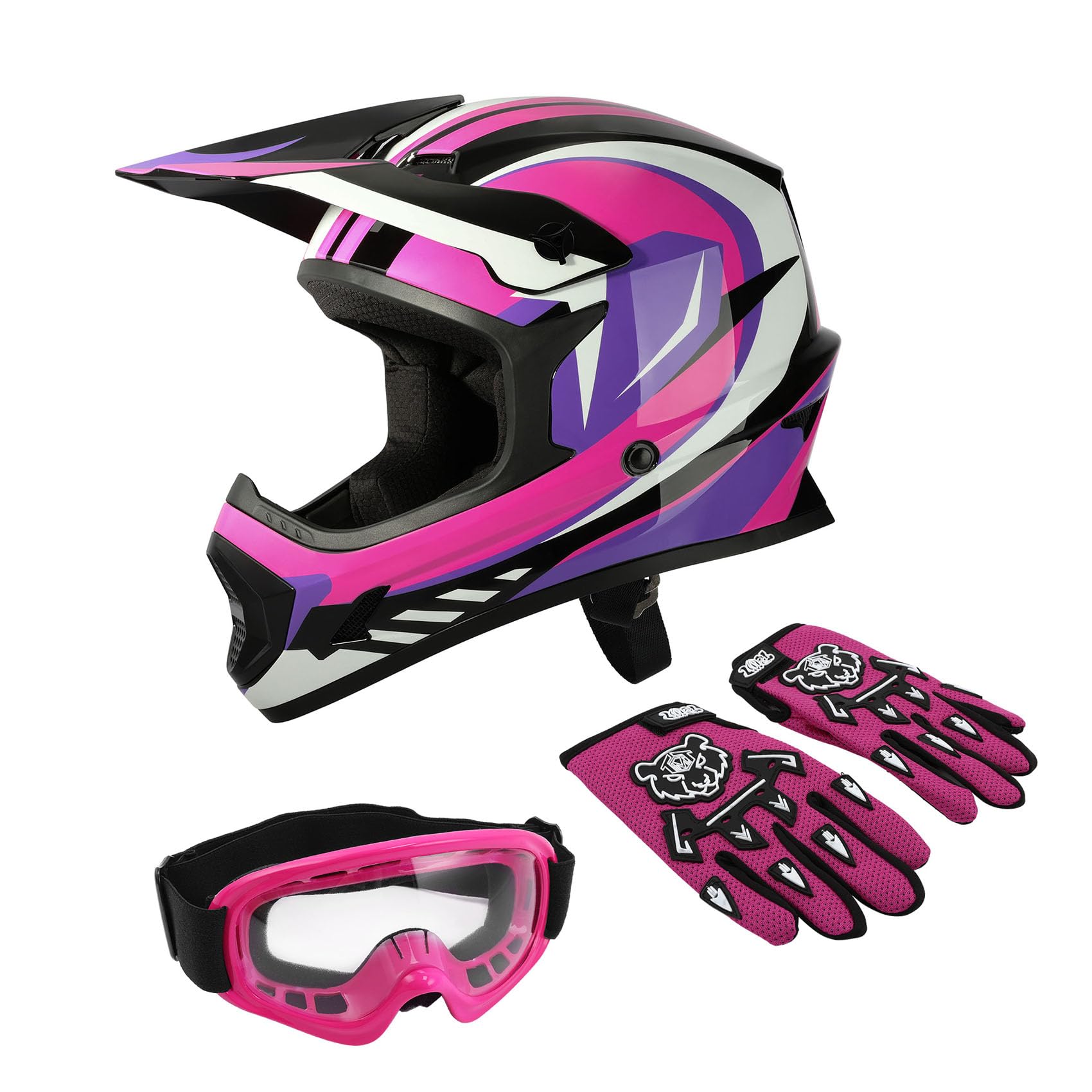 TCT-MOTORPARTS DOT Youth Kids Motocross ATV Full Face Helmets for Offroad  Street Dirt Bike Go-Kart BMX MX Rose Red Medium
