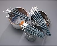 Vista 2 de Winsor & Newton Juego de brochas acrílicas sintéticas, mango corto, filbert redondo y plano, paquete de 3