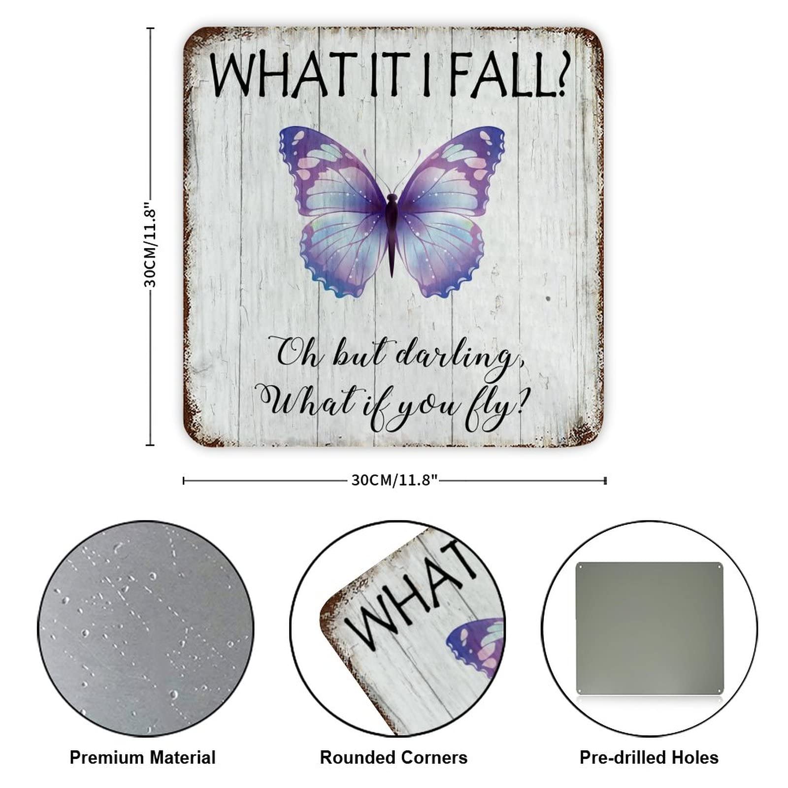 Targa in metallo vintage con libellula e scritta What If I fall, per