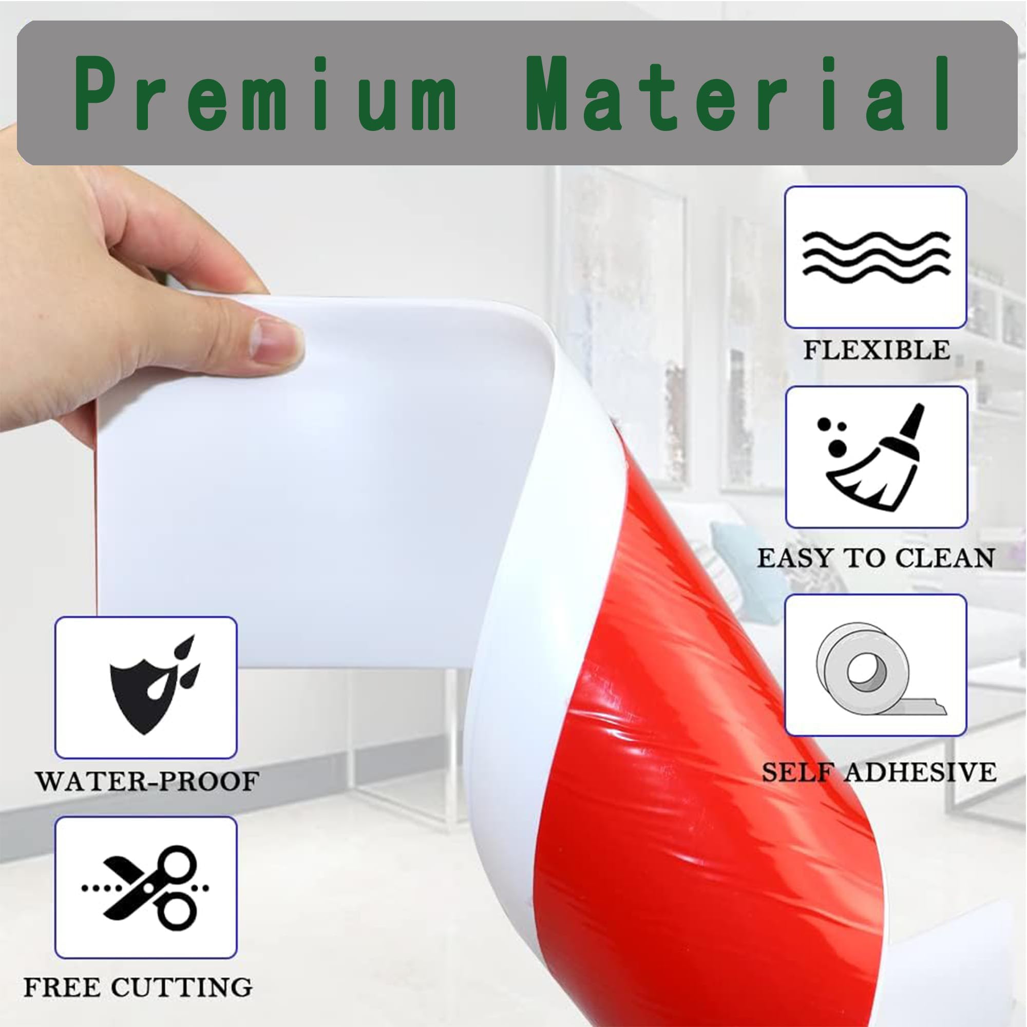 Rodapies Autoadhesivo PVC, 3.5/6/10 M Flexible Rodapie Adhesivo, Zocalos Pared, Rodapie Apto Para Cocina, Sala de Estar y Baño, Ancho 8/10 cm (Blanco, 8cm x 3.5 metros)