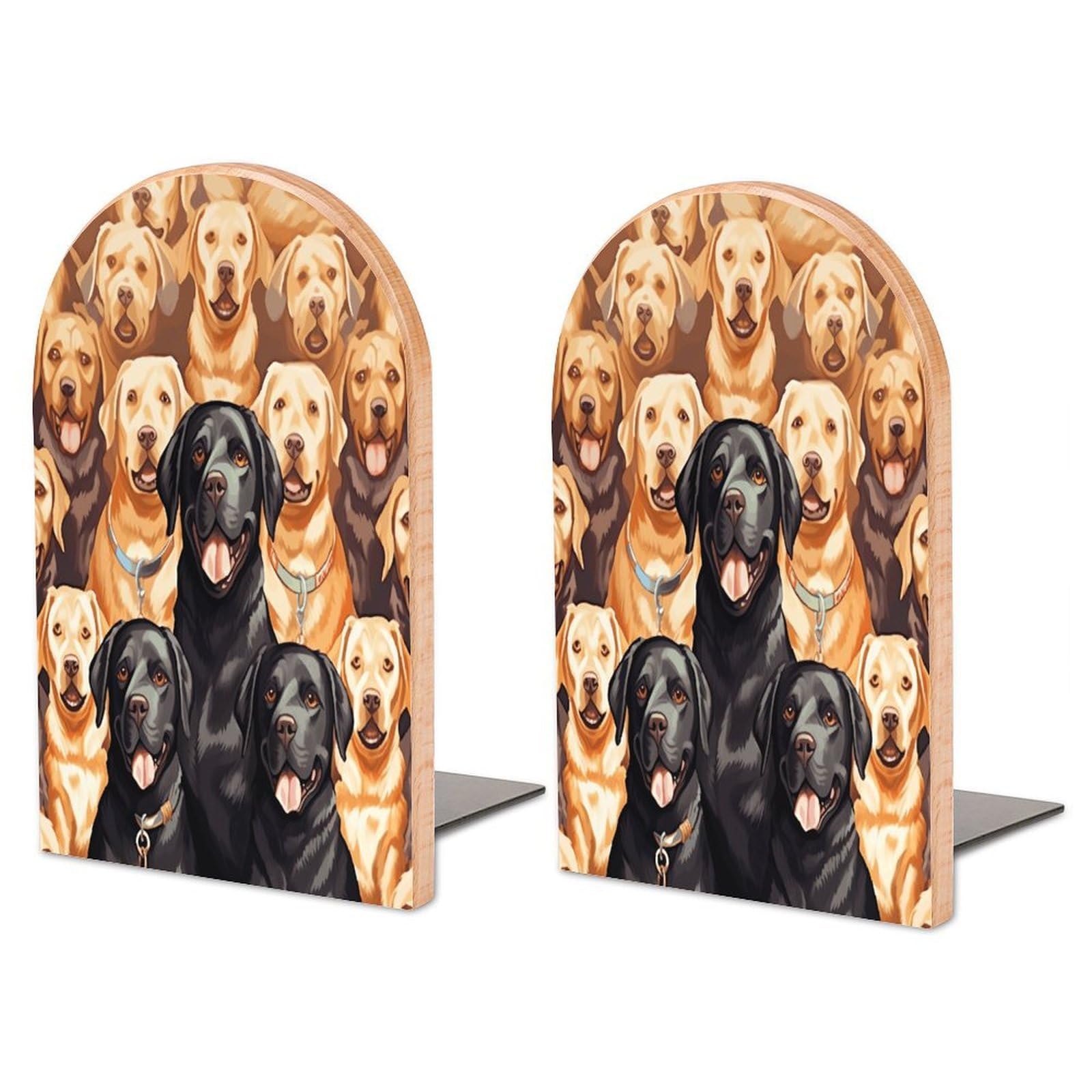 Personalized Labrador Retriever Dogs Book Ends for Shelves, Large Heavy Duty Wooden Bookends with Non-Skid Metal Base Book Holder Decorative Book Stopper for Home Office Supplies 1 Pair