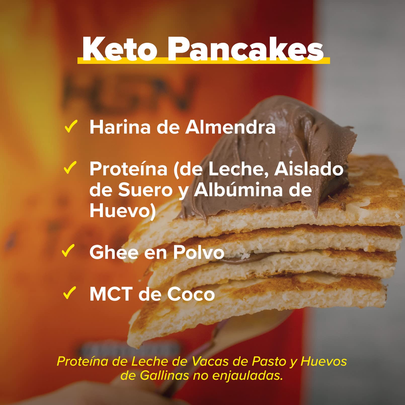 Tortitas Proteicas Sin Gluten Keto Cakes de HSN | Sabor Mantequilla 500 g = 10 Tomas por Envase | Protein Pancake Ideal para la Dieta Cetogénica | Apto Vegetariano, Sin Azúcar añadido