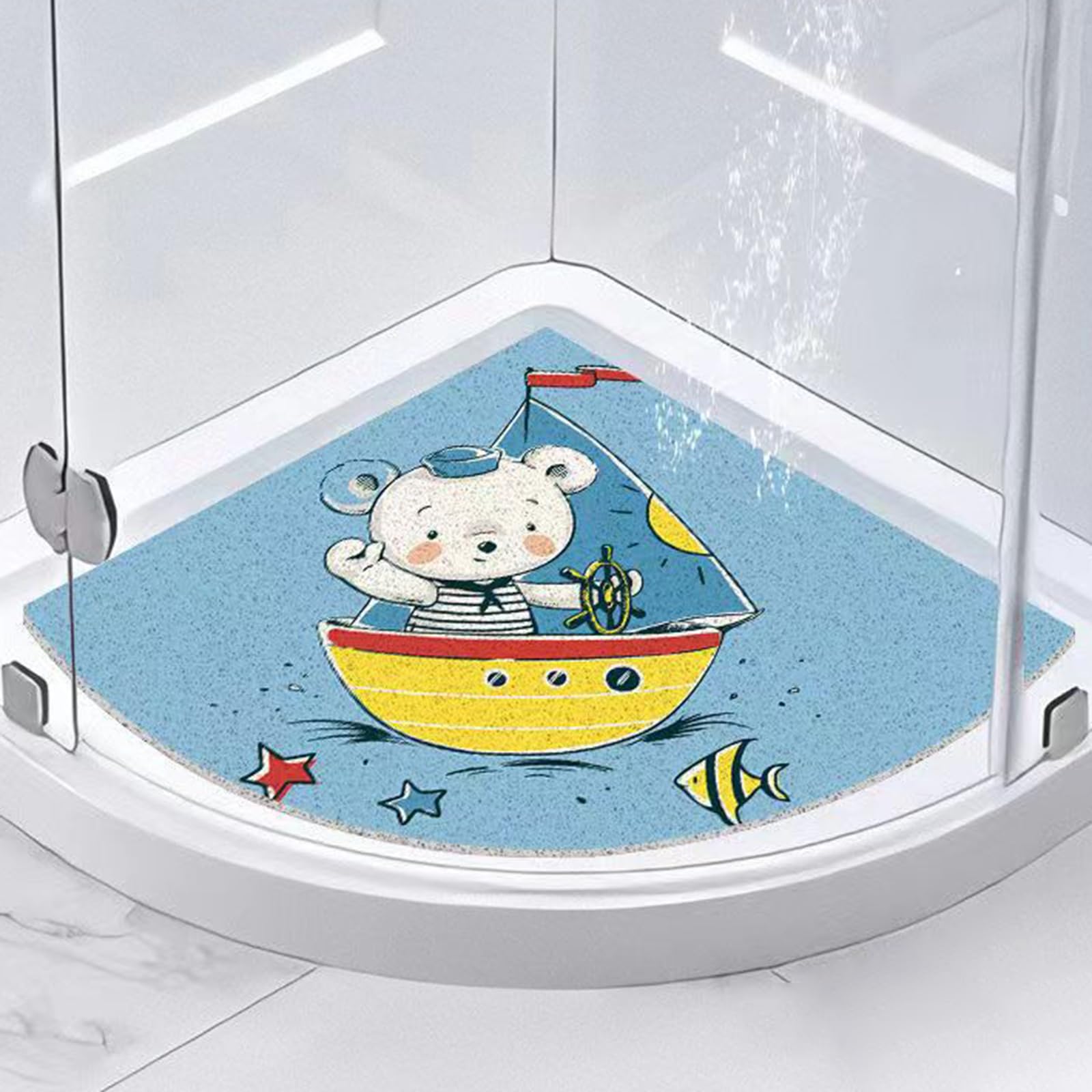 Wansiman Quadrant Shape Shower Mats,Anti-Slip Quadrant Bath Mat,Rubber Corner Shower Mat,Rubber Bath Mat For Corner Shower,Washable,Non-Slip Bottom,Triangular,Quick Dry,For Shower,Bathroom,Toilet
