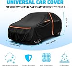 All-Weather Universal Waterproof Car Cover with Door Side Zipper 420D-PU for SUV 193"-201" Length,UV Sun Rain Protection Cover