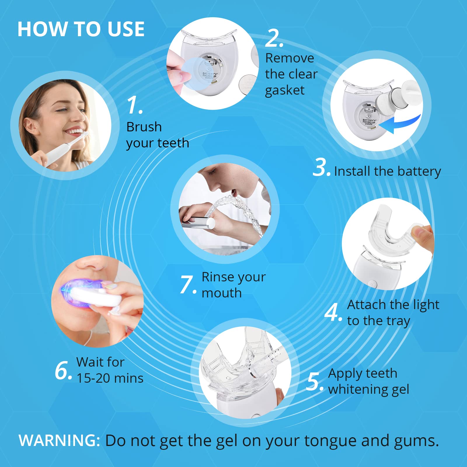 Kit Blanchiment Dentaire - Bledras Dents Blanches Professionnel avec 12 Gel Blanchiment, 3 Gel Apaisant, Plateau Dent- Soins Dentaires à Domicile en 20 Minutes (Set A)