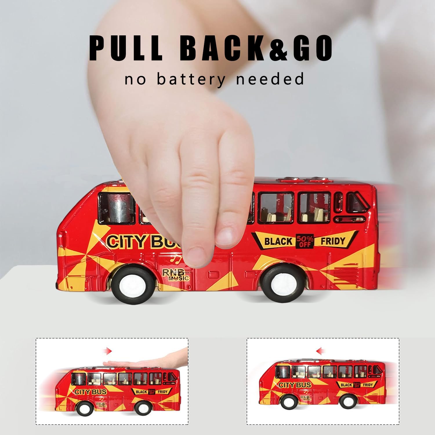 Juego de autobuses de juguete de metal fundido a presión, escala 1:64, vehículos de autobús urbano de dos pisos, autos de tracción con puertas que se abren para niños y niñas, regalo de 4