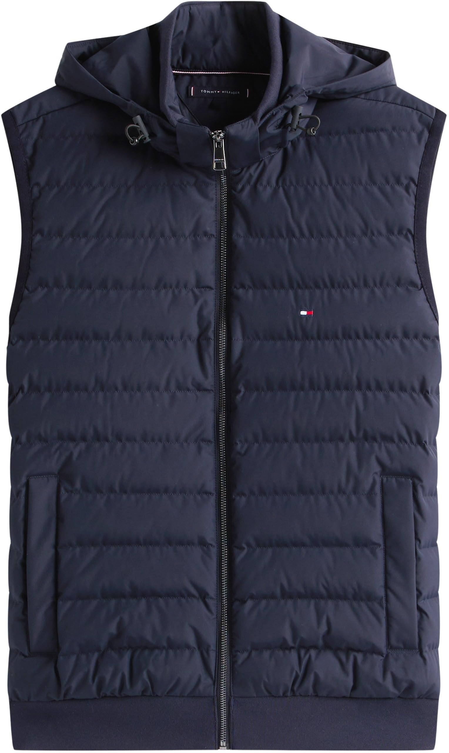Tommy Hilfiger Uomo Gilet Mix Media Gilet con Colletto alla Coreana