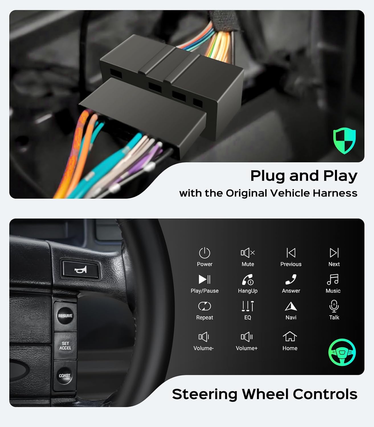 6.86" Single Din Touchscreen Car Radio Wireless CarPlay/Wired Android Auto, 1280 * 480 QLED Car Stereo 2+64G with Bluetooth AM/FM (with Backup Camera)