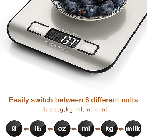 Miniatura 7 de CROWNFUL Mini máquina para hacer gofres Cool Grey & CROWNFUL Food Scale, báscula digital de cocina de 11 libras de peso
