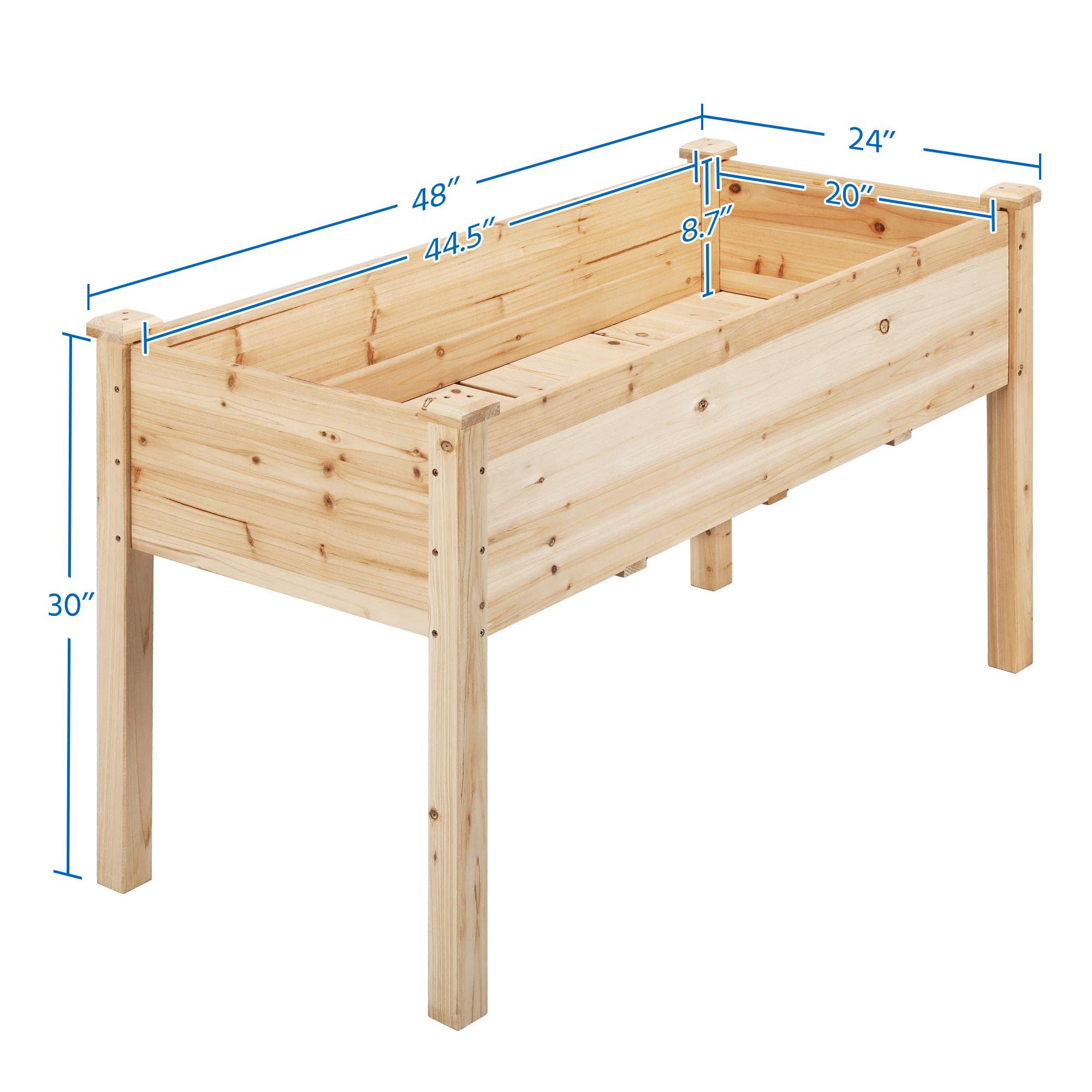Yaheetech Raised Garden Bed 48x24x30in Elevated Wooden Planter Box with