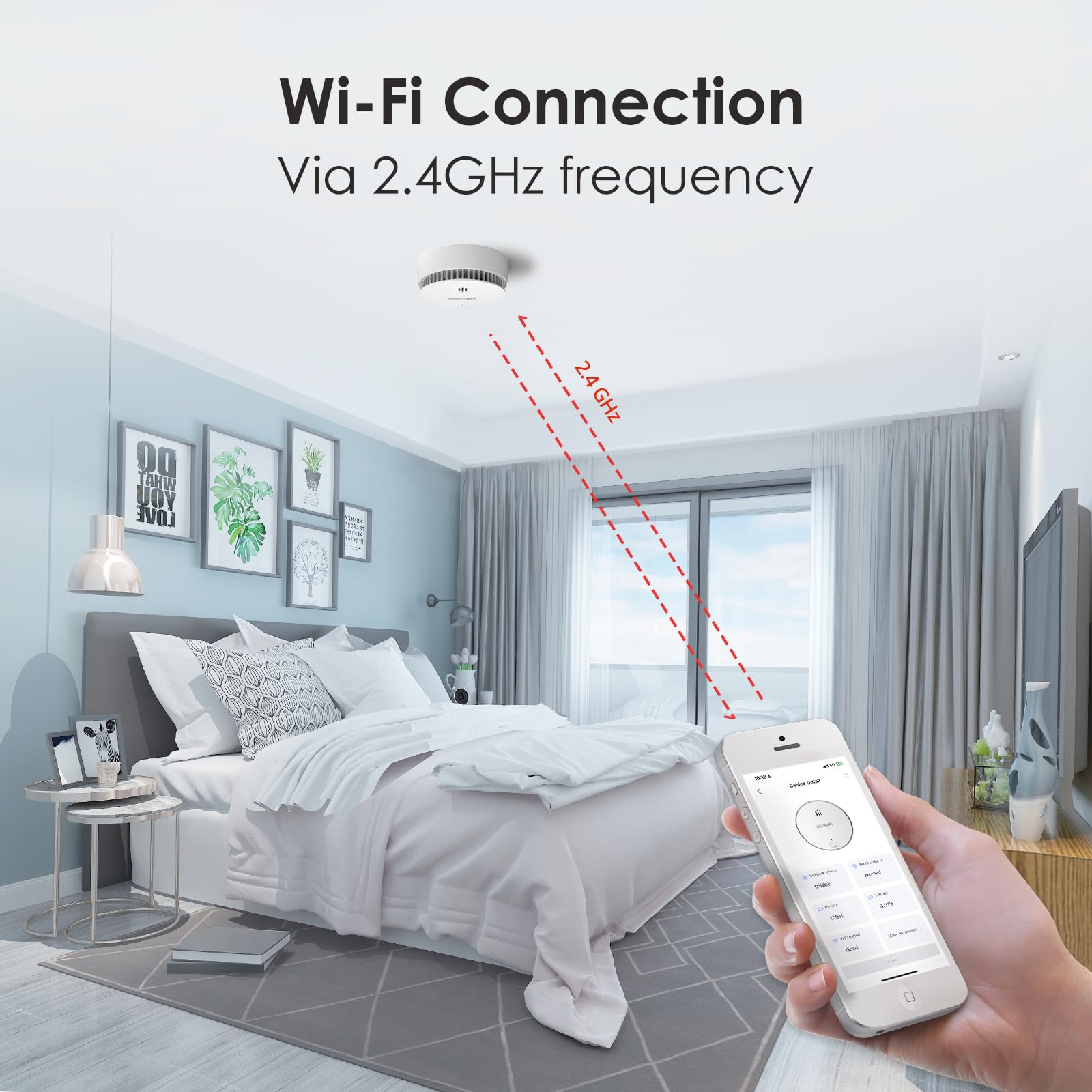 Detector de Humo para el Hogar, Alarma de Humo WiFi con Batería Reemplazable, Compatibles con Wisualarm Home Security App, Certificado por TÜV Cumple con EN 14604 (5 Piezas WiFi)