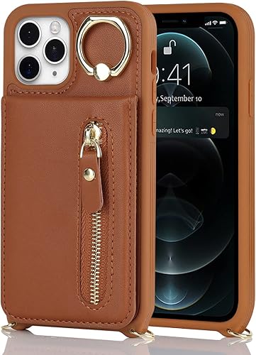 Miniatura 7 de Funda para iPhone 11 Pro con tarjetero para mujer, para iPhone 11 Pro, cartera con correa para tarjetas de crédito, bandolera con cremallera y