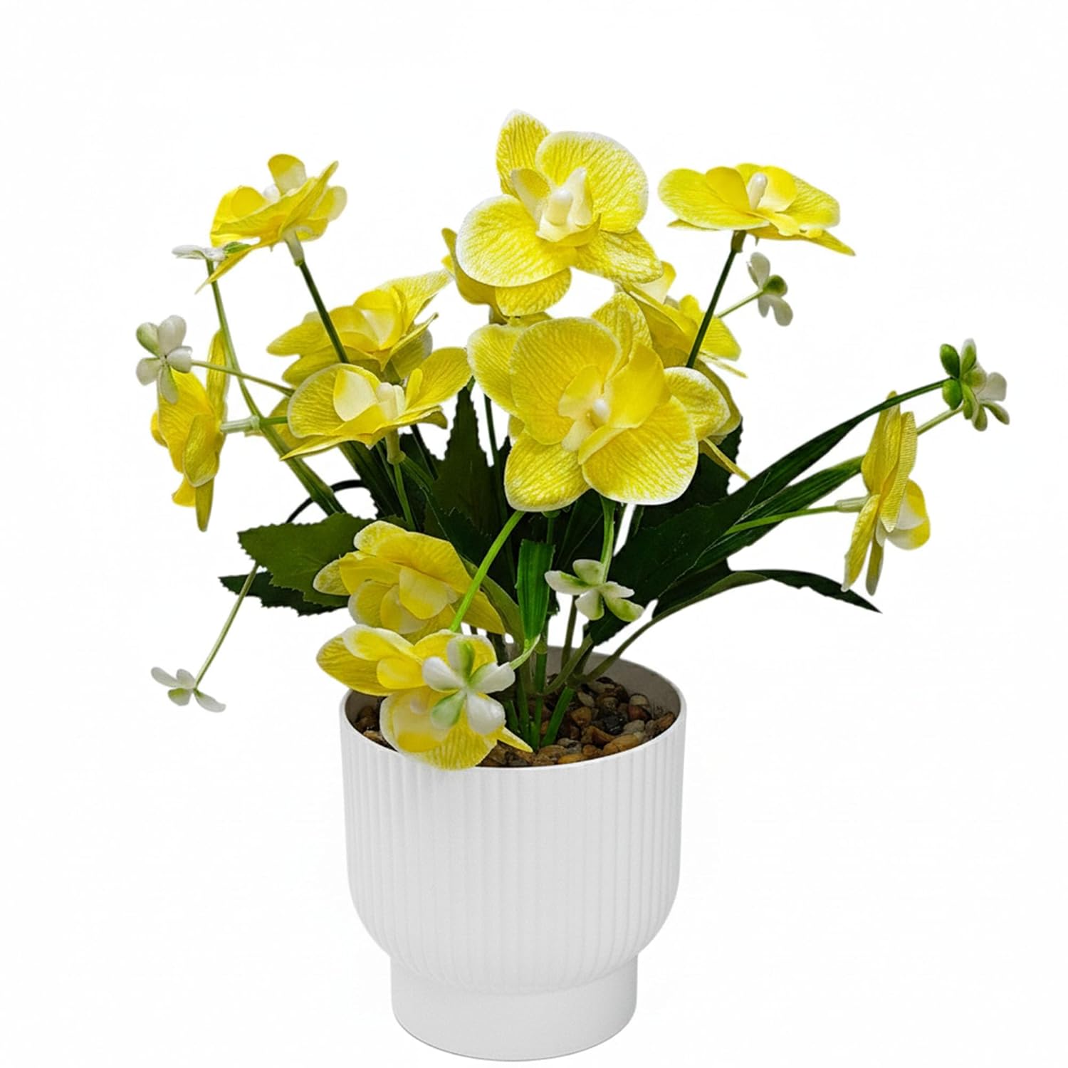 CURATED CART Orchid Artificial Flowers – Faux Orchid Bouquet in Decorative White Pot | Yellow Real Touch Petals for Home, Office, Kitchen, Living Room, Wedding Tabletop Decor CURATED CART Orchid Artificial Flowers – Faux Orchid Bouquet in Decorative White Pot | Yellow Real Touch Petals for Home, Office, Kitchen, Living Room, Wedding Tabletop Decor
