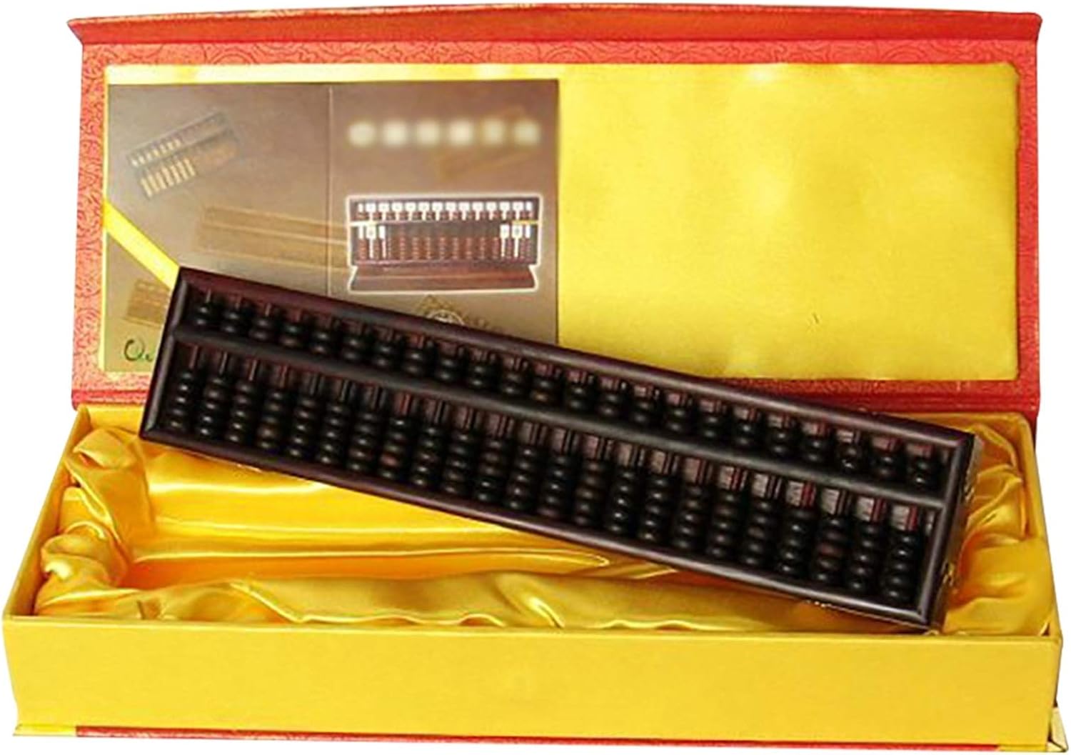 Mahogany Ruler Abacus Wood Carving Crafts Lucky Abacus Ornaments Home Office Rosewood Paperweight Ruler, 24.2 * 5.4 * 2.5cm, Dark Brown