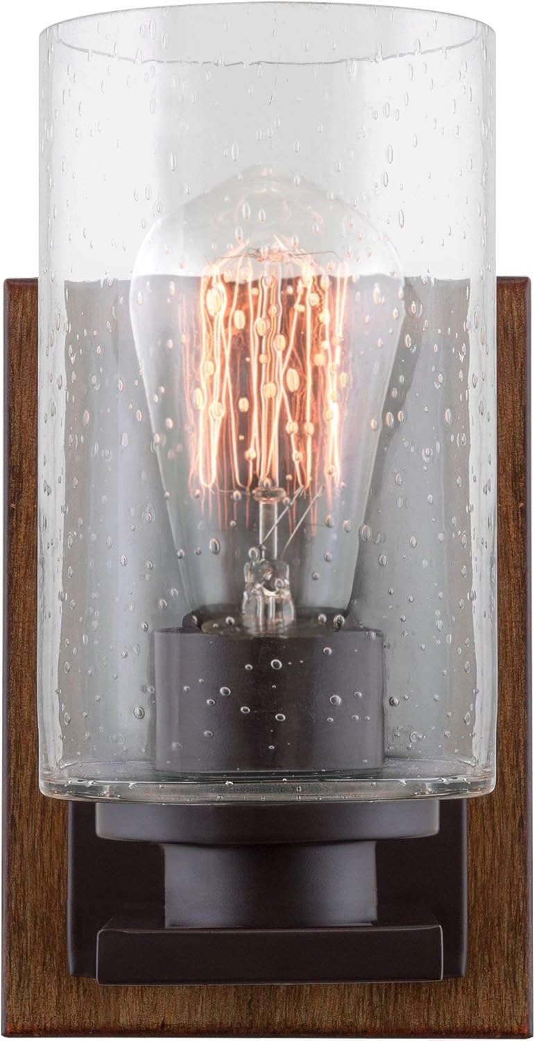 Amаzоn Crаzу 🔥 Dеаlѕ Kira Home Sedona 9 Modern Rustic Wall Sconce + Seeded Glass Cylinder Shade, Oil Rubbed Bronze + Wood Style Walnut Finish Buу 1 gеt 1 Kira Home Sedona 9 Modern Rustic Wall Sconce + Seeded Glass Cylinder Shade, Oil Rubbed Bronze + Wood Style Walnut Finish