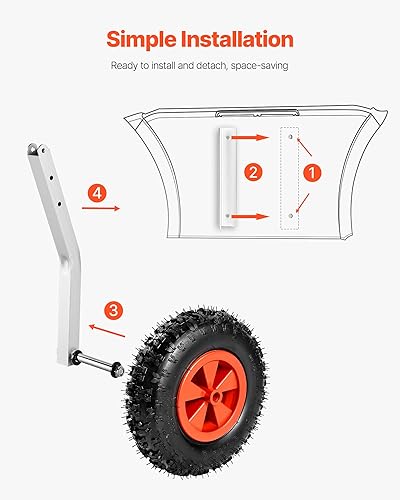Miniatura 6 de VEVOR Ruedas de lanzamiento de barco, rueda de lanzamiento de popa de barco de 12 pulgadas, capacidad de carga de 500 libras, ruedas inflables de