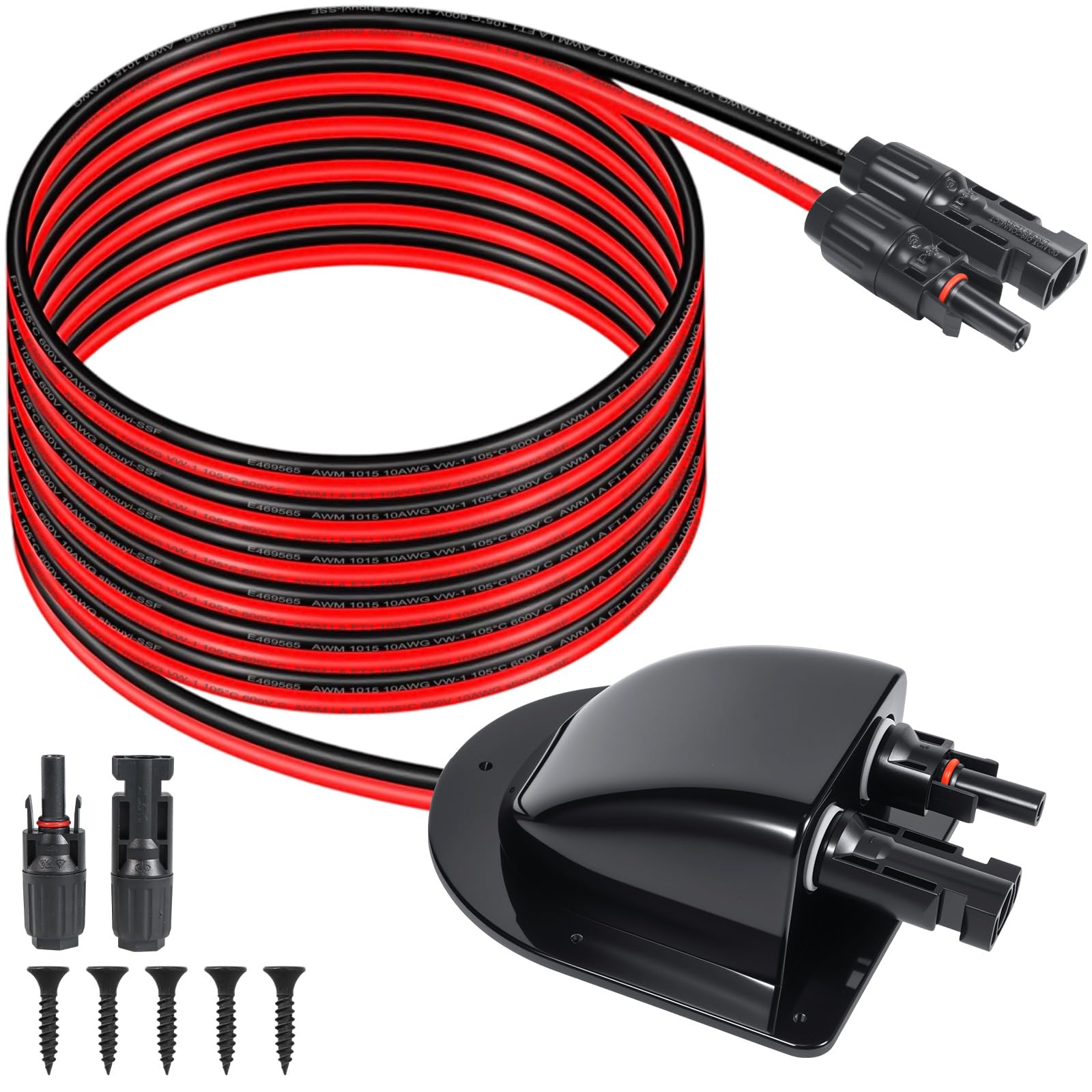 Pressacavo solare con cavo di prolunga solare da 10 AWG, compatibile con MC4, alloggiamento per cavo di ingresso per tetto resistente alle intemperie, per camper, furgoni, barche, capannoni