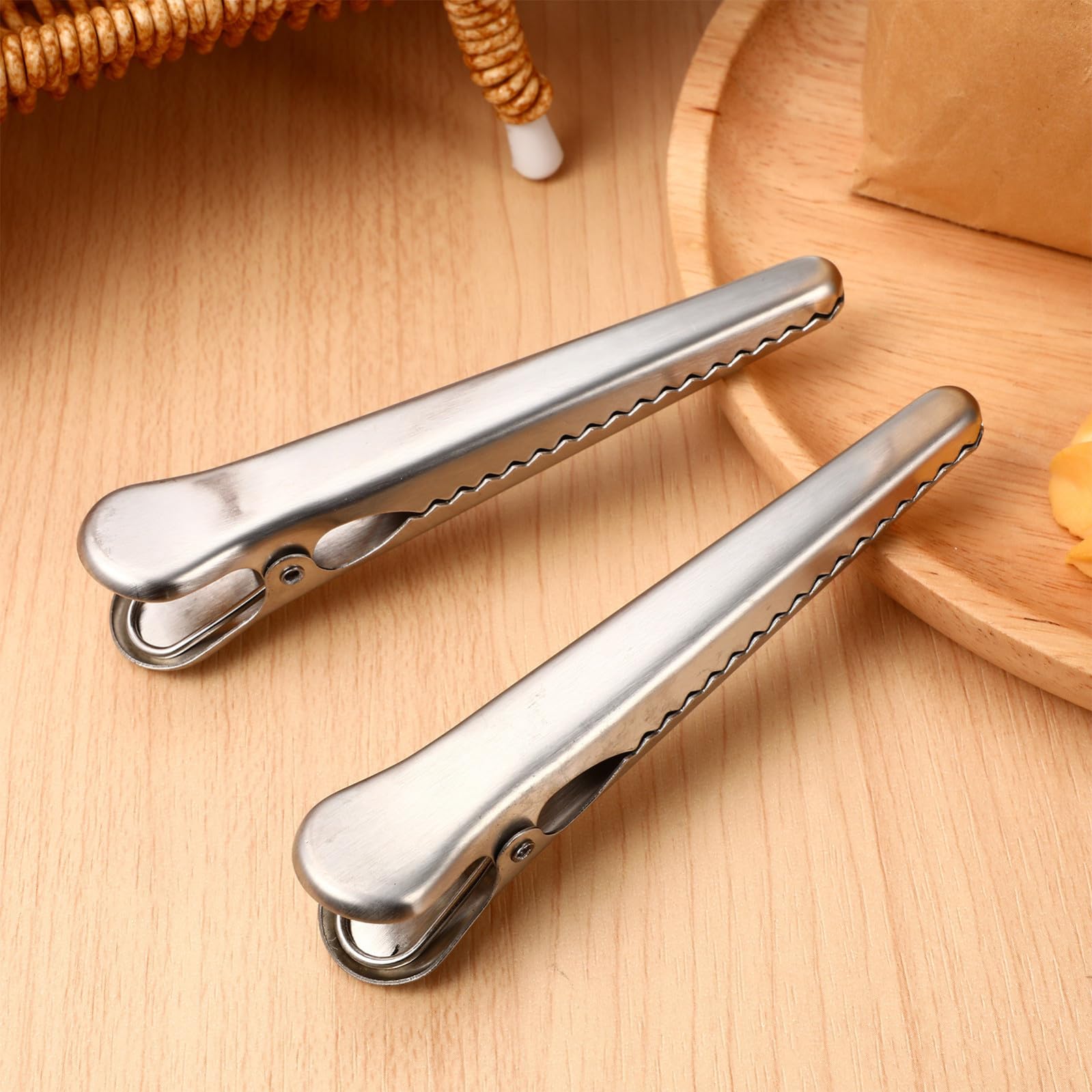 Clip Chiusura Pratica e Resistente per Sigillare Sacchetti Alimentari in Acciaio Inossidabile 6 Pezzi per Cucina e Casa, Fermagli per Snack e Avena