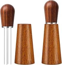 POTRAS Stainless Espresso Coffee Stirrer: Espresso Accessories Stirring Tool for Espresso Distribution, 8 Needles Espresso Distribution Tool with Base Stand Coffee Stirring Tool(Red Rosewood)