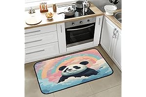 Rainbow Machine Clean Panda Kitchen Mat