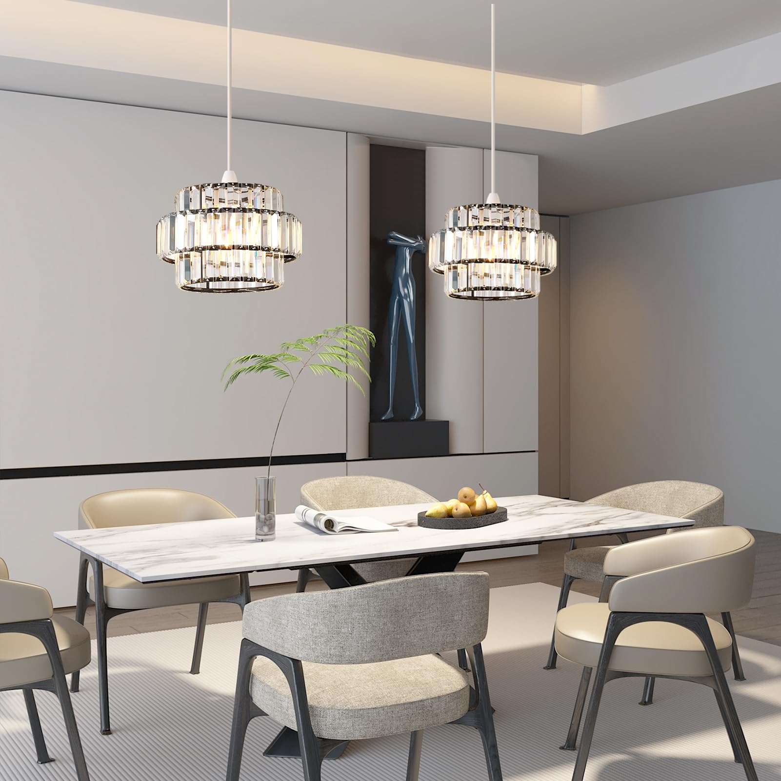 HARPER LIVING Abat-jour suspendu facile à installer, noir mat, diamètre 27 cm, abat-jour moderne pour chambre à coucher, cuisine, salon