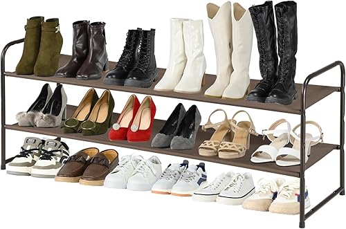SUFAUY Estante organizador de zapatos largo de 2 niveles bronce