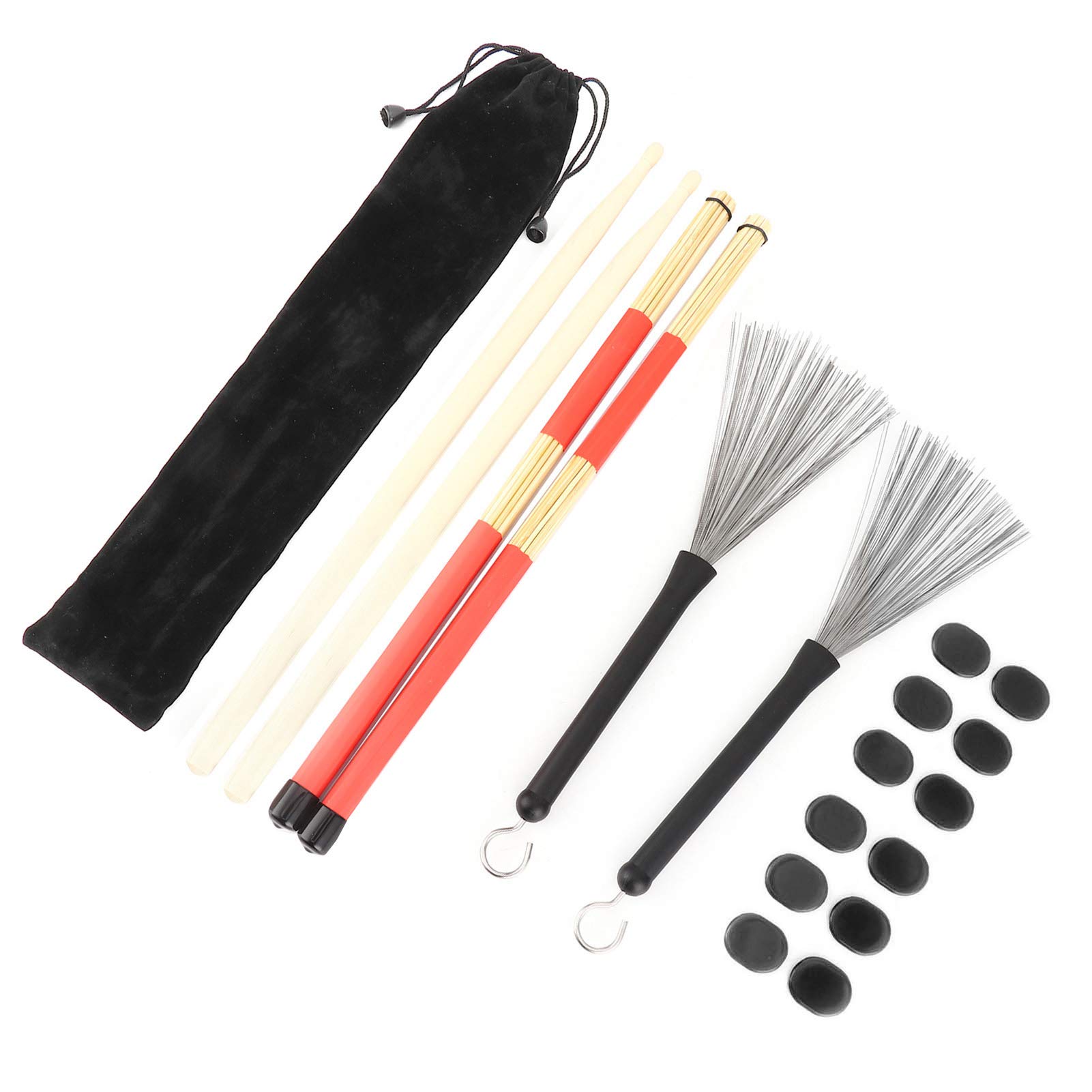 Brosse à Tambour, 2 Pcs Brosse à Tambour Double Tête Avec Double But D'érable Pilon En Caoutchouc Fil D'acier Portable Percussion Tambours Et Percussion Pour Bande (GREEN