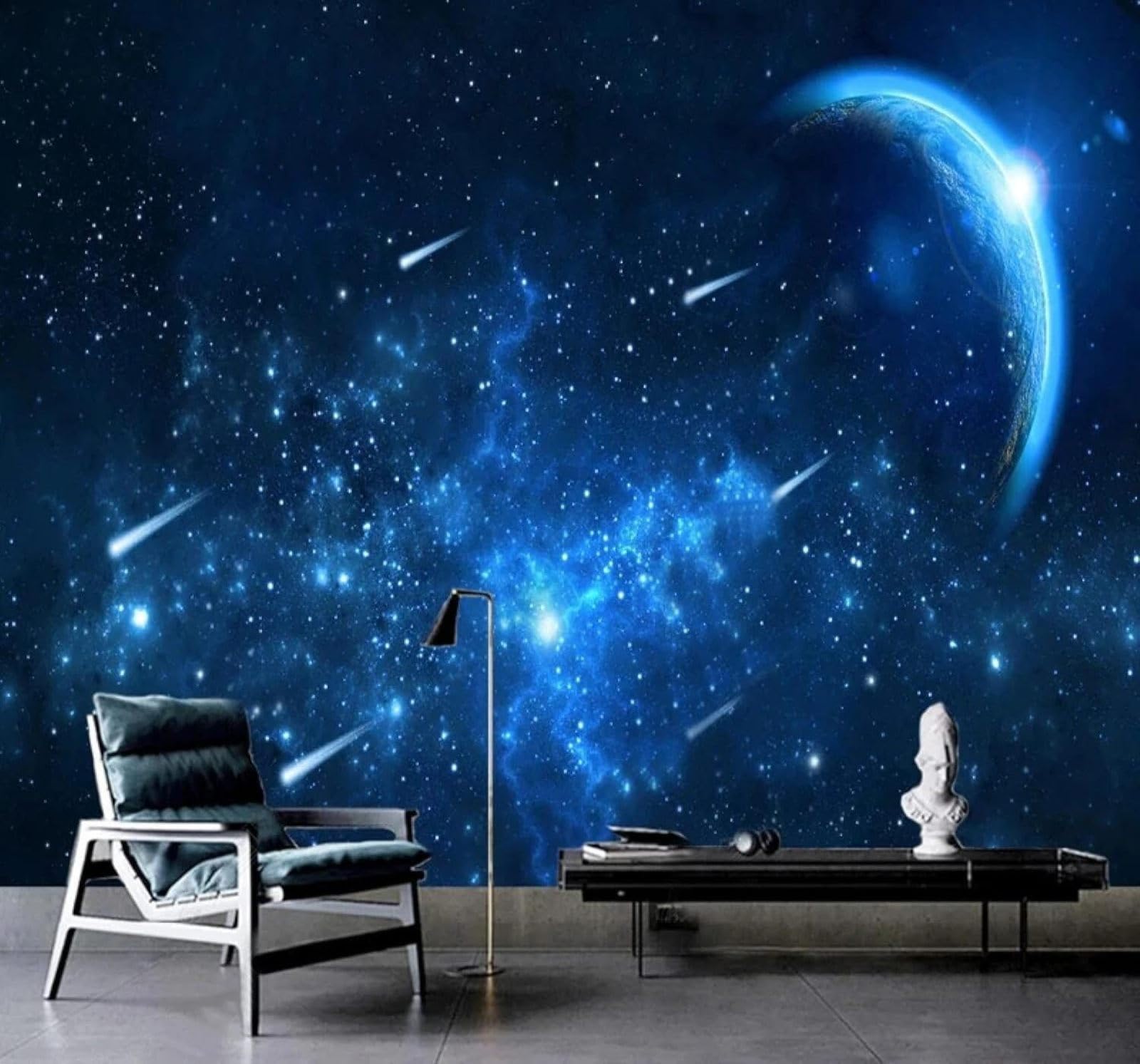 XLMING Ethereal Dreamlike Blue Planet Universe 3D Wallpaper Luxury Home Dining Decor Paste Sofa Living Room The Wall for Bedroom Mural-300cm×210cm