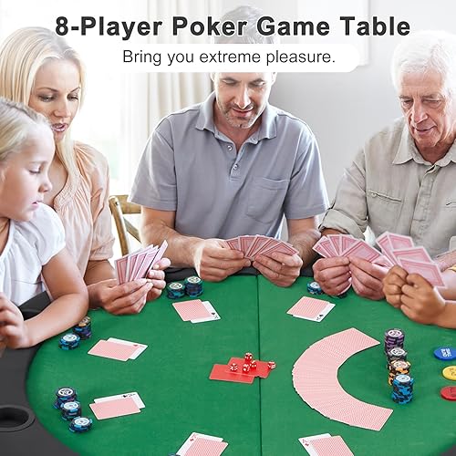 Vista 14 de ECOTOUGE Mesa de póquer plegable, plegable Texas Holdem con patas plegables y portavasos de acero inoxidable, mesa Gamimg de ocio para 8 jugadores