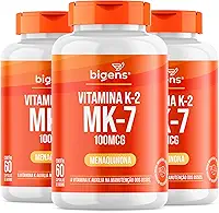 Bigens Vitamina K2 Mk-7 (Mk7) 100 Mcg Kit 3x 60 Cápsulas por pote