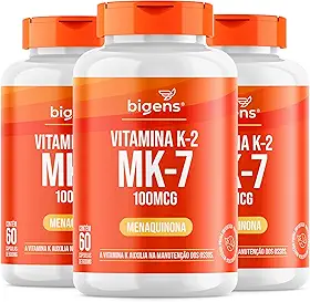 Bigens Vitamina K2 Mk-7 (Mk7) 100 Mcg Kit 3x 60 Cápsulas por pote