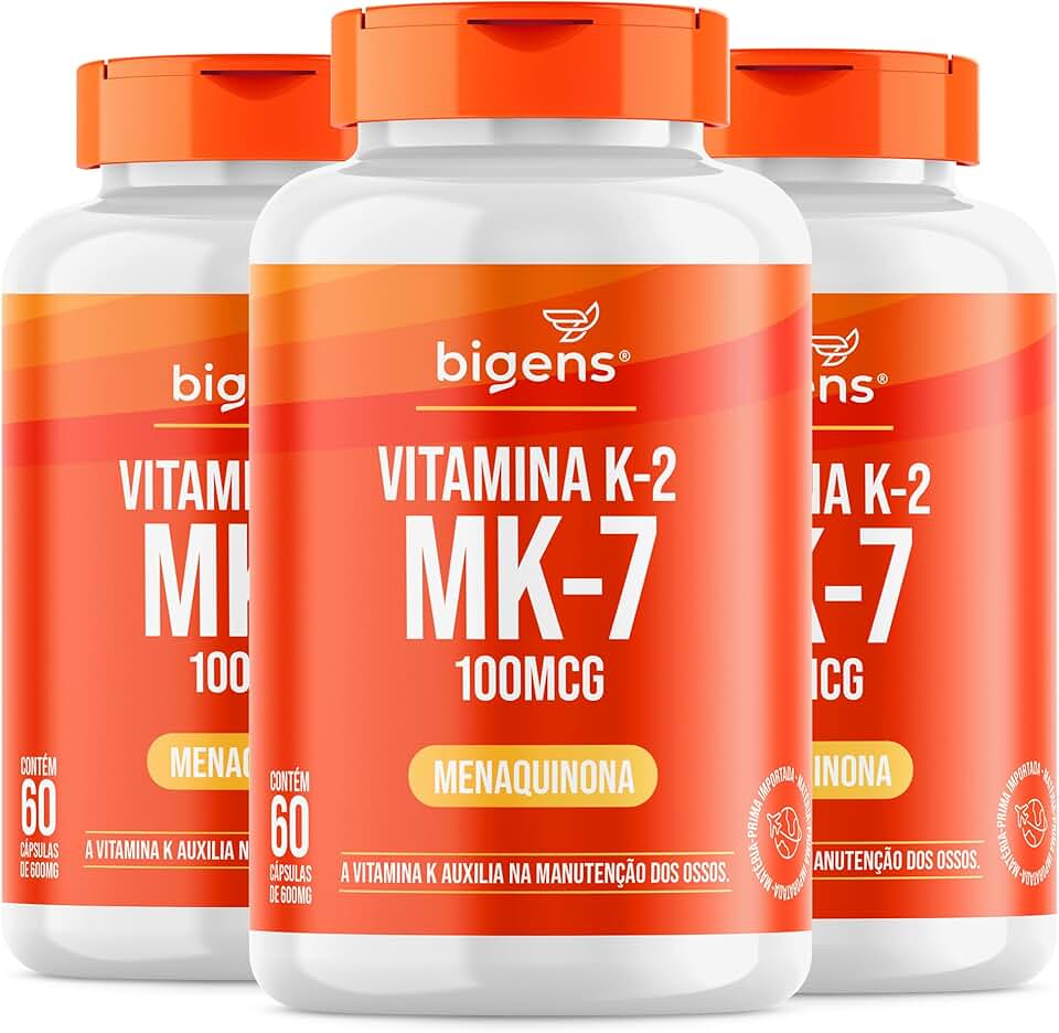 Bigens Vitamina K2 Mk-7 (Mk7) 100 Mcg Kit 3x 60 Cápsulas por pote
