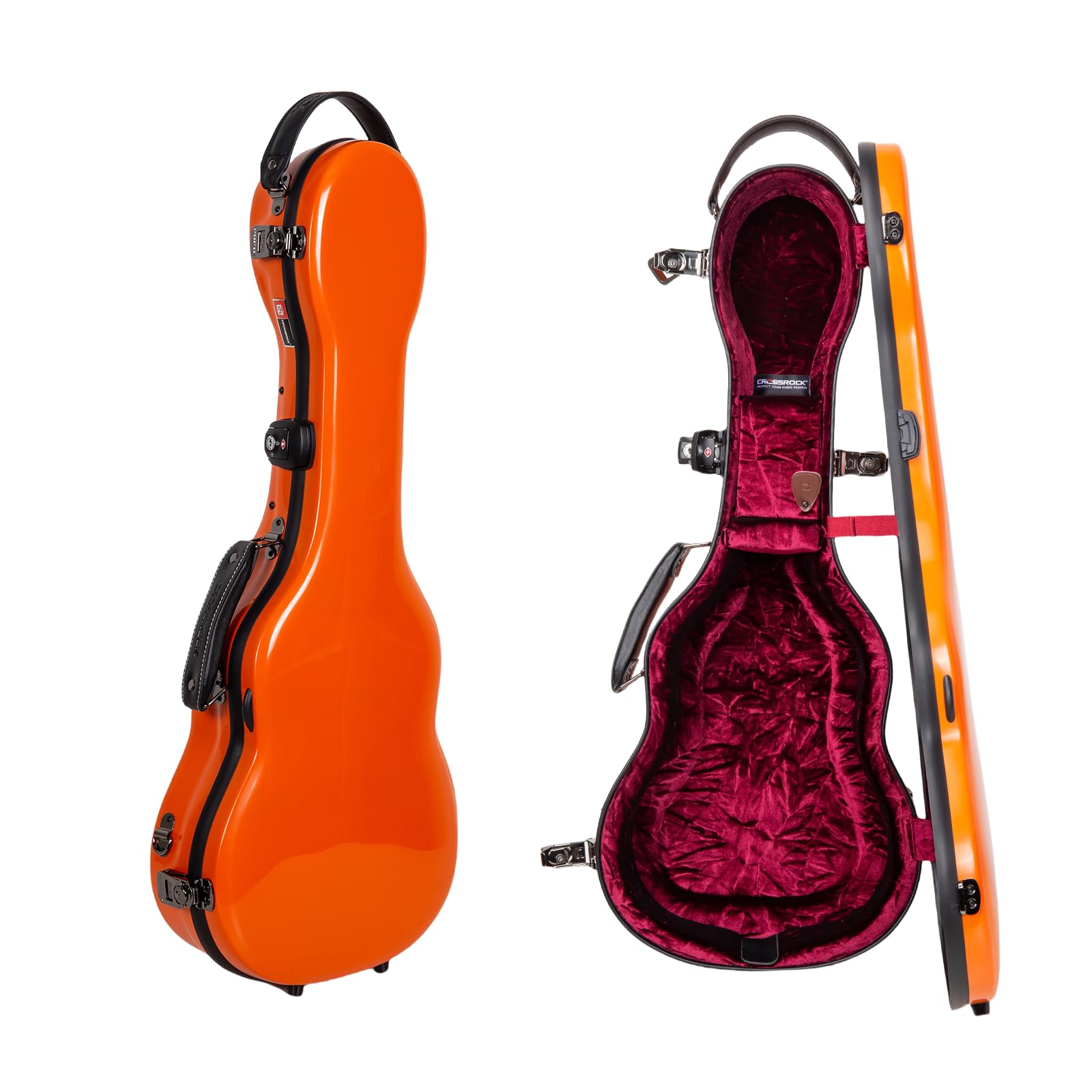 Crossrock Tenor Ukulele Case, Fits Up to 27 Inches | 100% Fiberglass Hardshell with Brand Latches, TSA Lock, Accessory Compartment, and Detachable Straps-Orange (CRF2030TUOR)