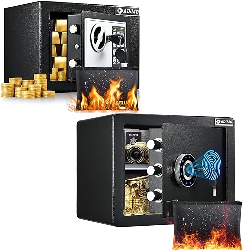 ADIMO Caja fuerte, caja de dinero de 0.5 pies cúbicos para joyas y documentos, y caja fuerte de 1.2 pies cúbicos para el hogar con teclado de