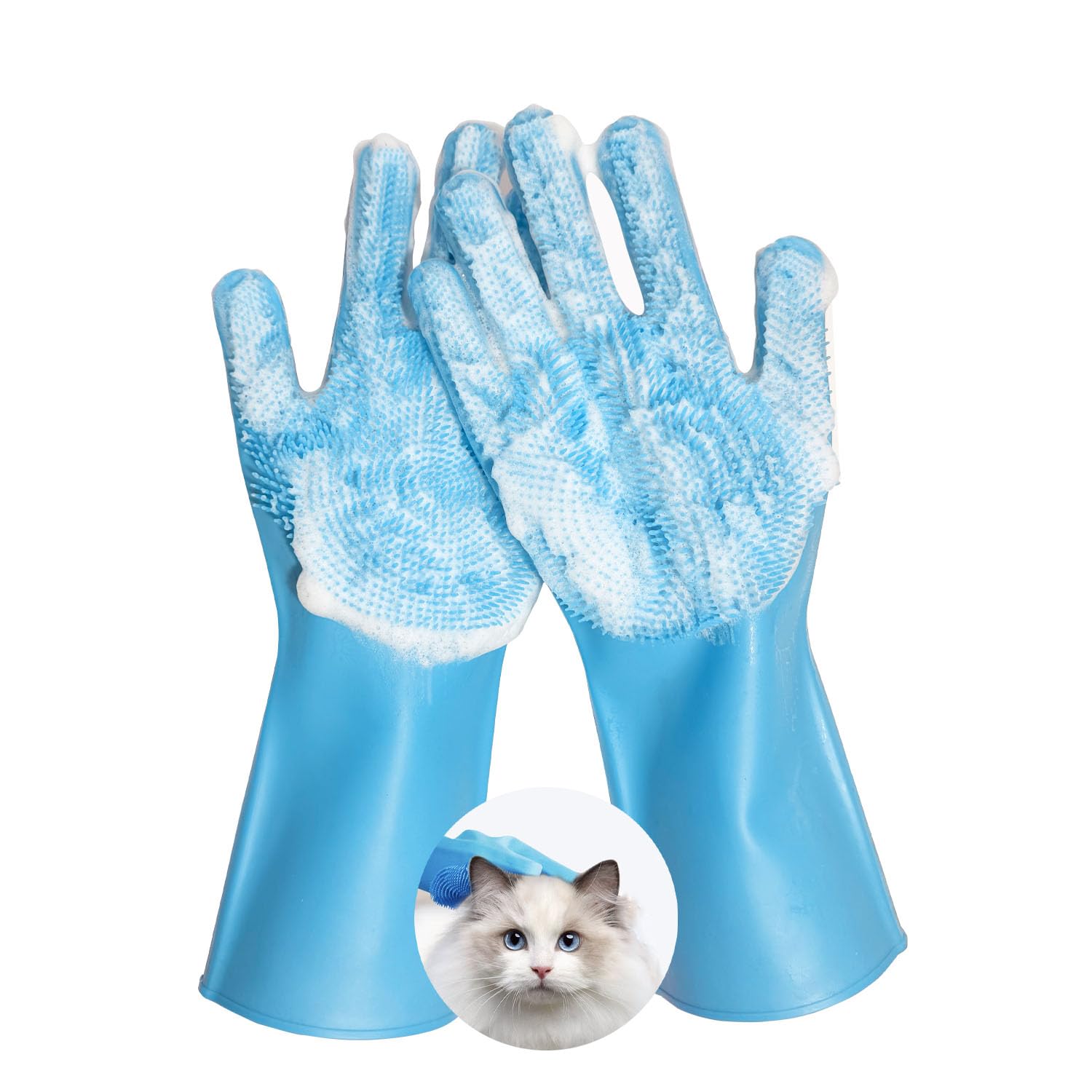 Pte - Guanti da toelettatura per animali domestici, resistenti ai morsi, con particelle antiscivolo, per uso bagnato e asciutto, sicuri per tutte le età. Ottimo come guanto per cani e gatti