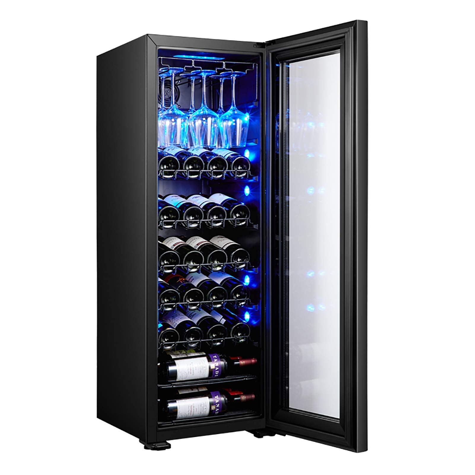 Refrigeradores para vinos Refrigerador de 42 botellas Silencio Protección contra la radiación Ciclo de humedad sin escarcha Puerta de vidrio transparente incorporada o independiente para oficina/dormi